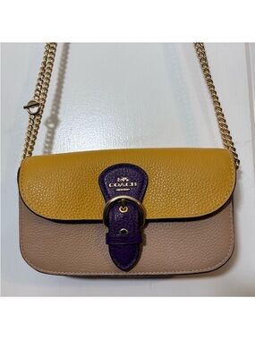 COACH Kleo Crossbody 17 Bag - C5993 Taupe/Electric Purple/Yellow